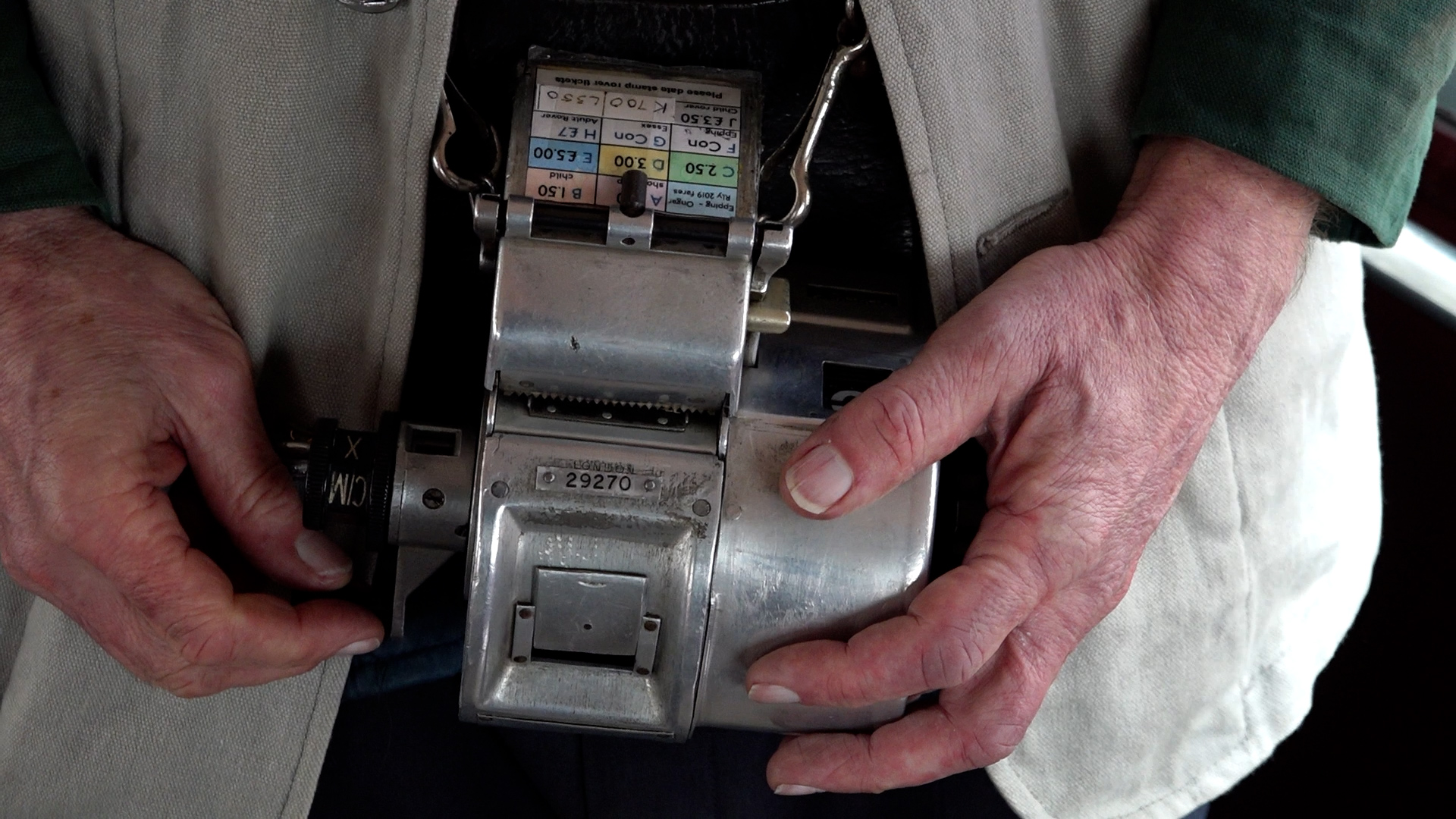 Close up of old classic ticket machine