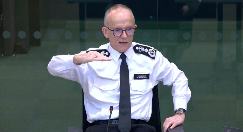 Sir Mark Rowley speaking before the London Police Board 