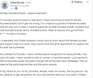 Juliet barratt's linkedin post