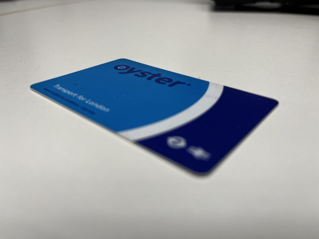 An Oyster card on a table