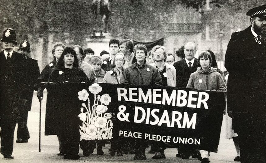 Historic photo of the Peace Pledge Union holding a demonstration. 