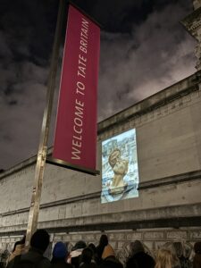 The Gaza Biannale is projected on the walls of the Tate Britain