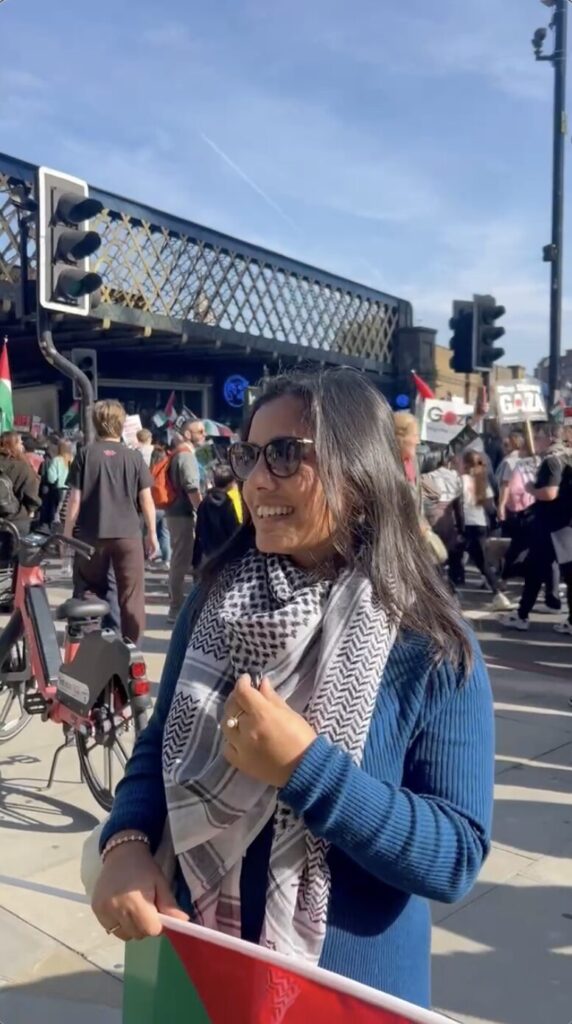 Anah speaking to City News at Palestine protest