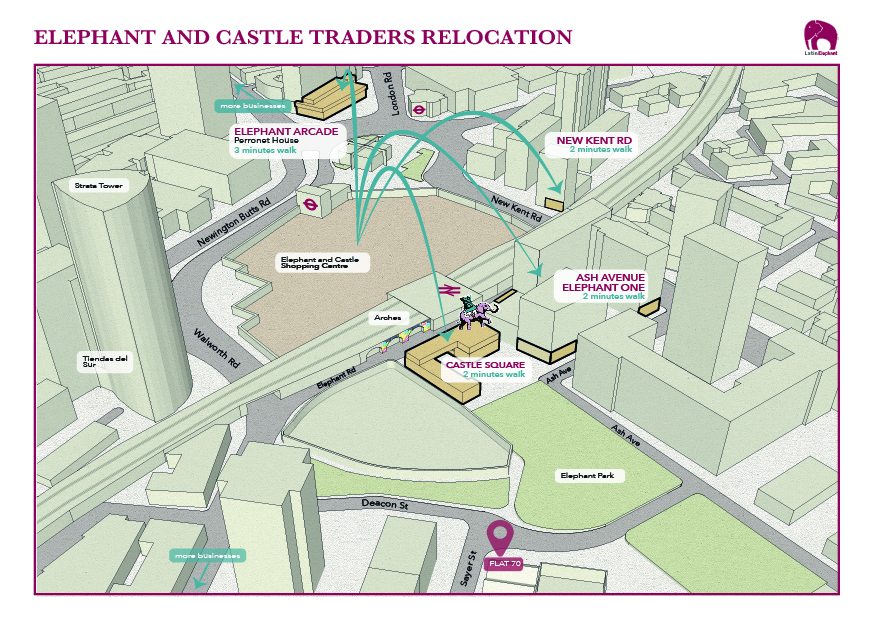 Maps of the Elephant and Castle Traders Relocation