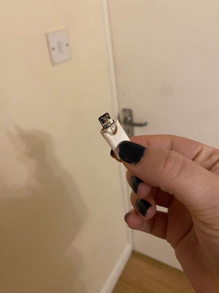 Electrical fire burned charger