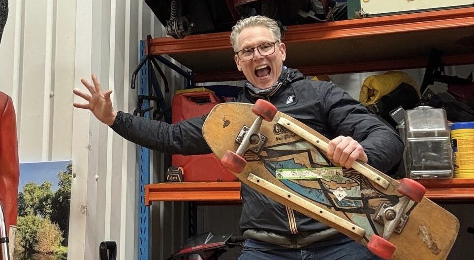 Nick Robertson and his skateboard