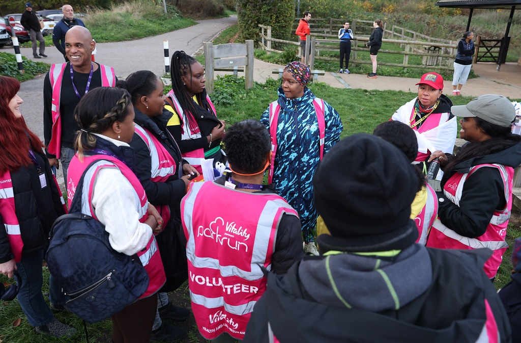 Parkrun volunteers preparing for race